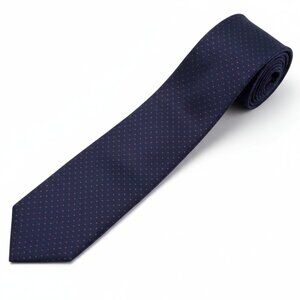 Men's Boscov's Necktie Navy Blue Red Polka Dots Polyester Classic Tie